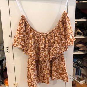 Off the shoulder flowery shirt